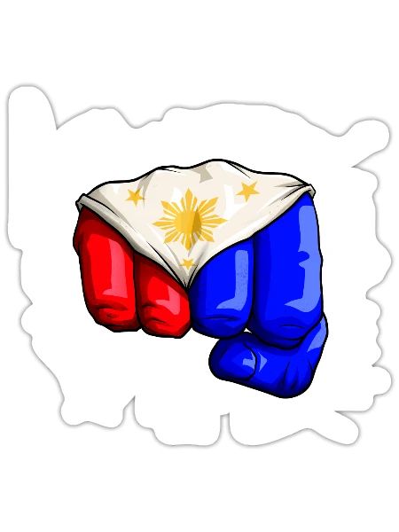 Philippines Flag Fist Filipino Laban Lang Pinoy De - Sticker - white matte - Front