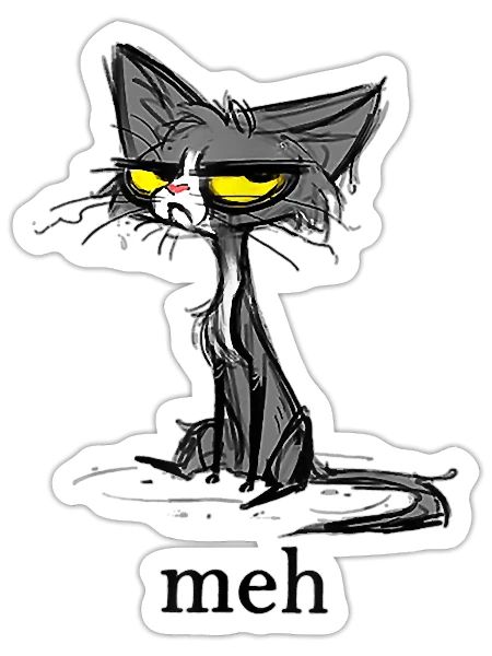 Funny Meh Cat Gift for Cat Lovers - Sticker - white matte - Front