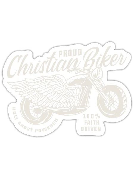 Motorcycle Proud Christian Biker - Sticker - white matte - Front