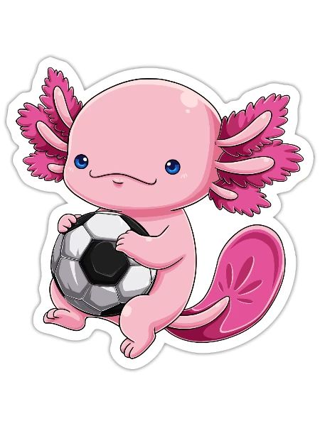 Axolotl Soccer Player Soccerlotl Mexican Salamande - Sticker - white matte - Front