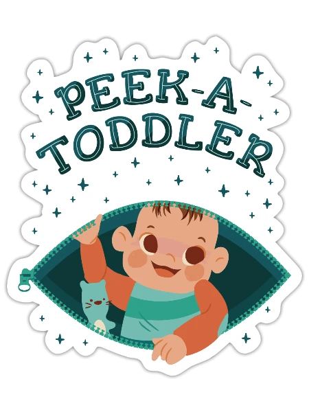 Peek-a-Toddler child play fun Peek-a-Toddler child - Sticker - white matte - Front