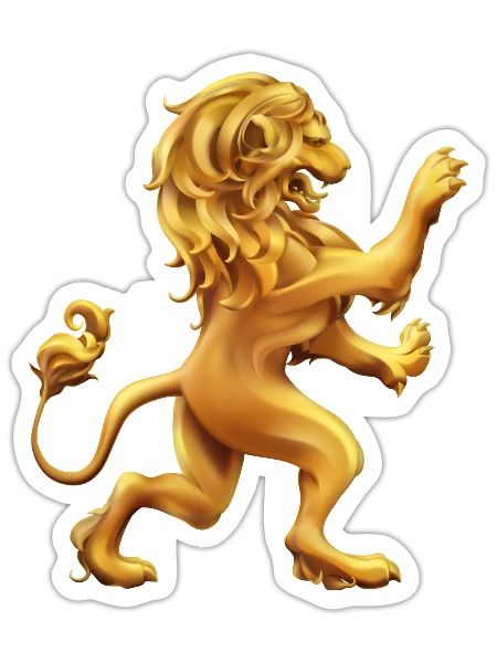 Gold Lion crest Royal Lion Family Crest - Sticker - white matte - Front