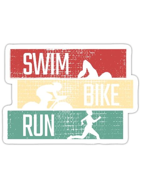 Swim Bike Run - Sticker - blanc mat - Devant