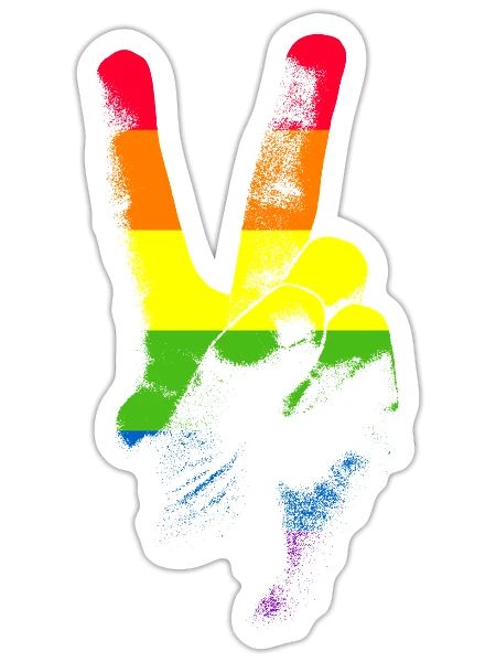 LGBTQ Flag Peace Sign Hand LGBTQ Gay Pride LGBTQlg - Sticker - white matte - Front