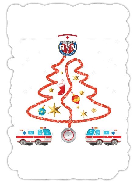 Christmas Tree Stethoscope Nurses - Sticker - white matte - Front