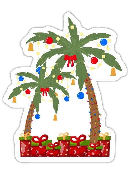 Chistmas Season Palm Trees - Sticker - white matte - Front
