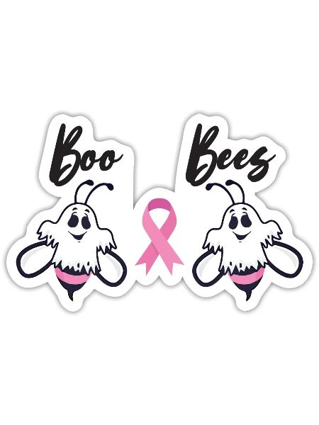 Boo Bees Ghost Boobs Breast Cancer - Sticker - white matte - Front