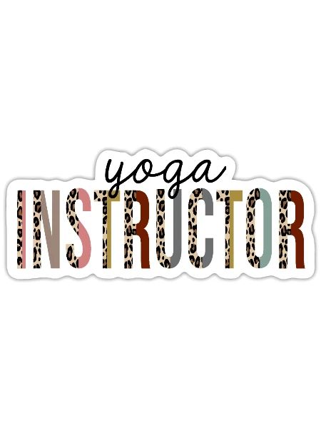 Yoga Instructor Leopard Print Funny - Sticker - white matte - Front
