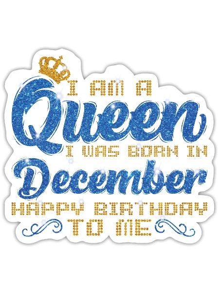 December Queen Birthday Golden Crown - Sticker - white matte - Front