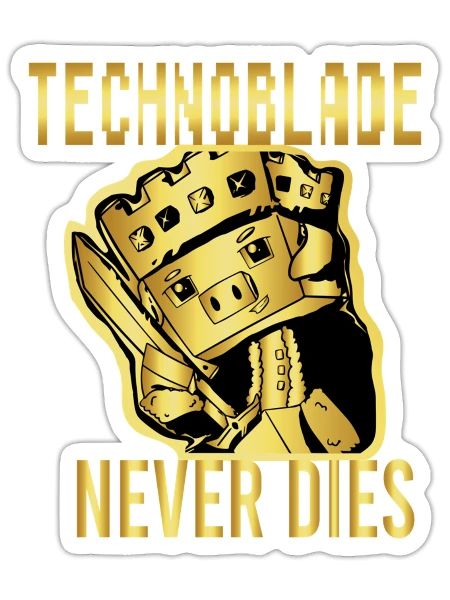 Technoblade Never Dies Golden - Sticker - white matte - Front
