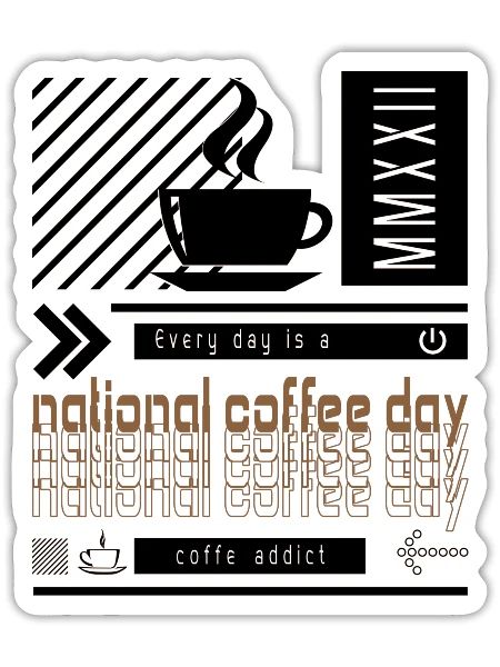 national coffee day 3c - Sticker - white matte - Front