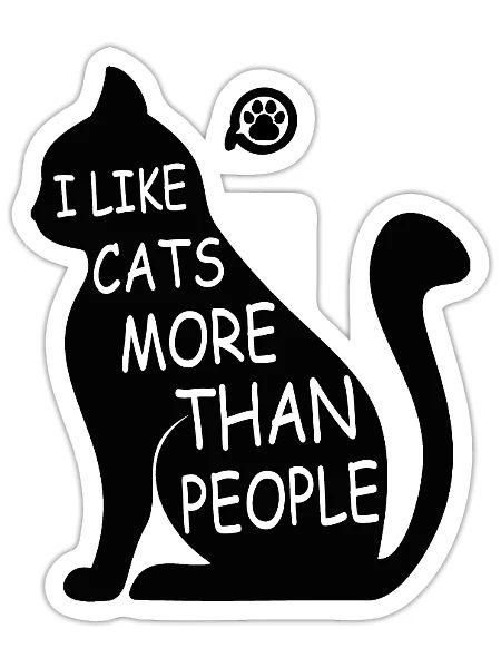 I Like Cats More Than People - Sticker - white matte - Front
