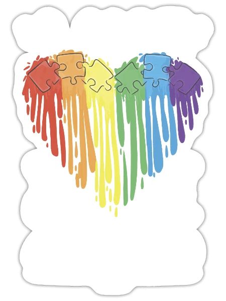 Autism rainbow heart love - Sticker - white matte - Front