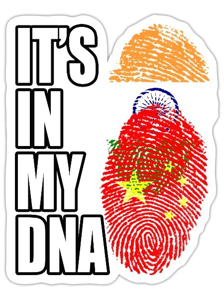 Indian And Chinese Mix Heritage DNA Flag - Sticker - white matte - Front