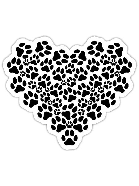 Dog Paw Heart - Baby Dog Paw Heart - Dog Paw - Sticker - white matte - Front