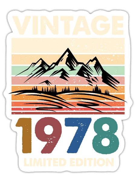 Vintage 1978 Bday Born In 1978 Bday party Funny Qu - Sticker - white matte - Front