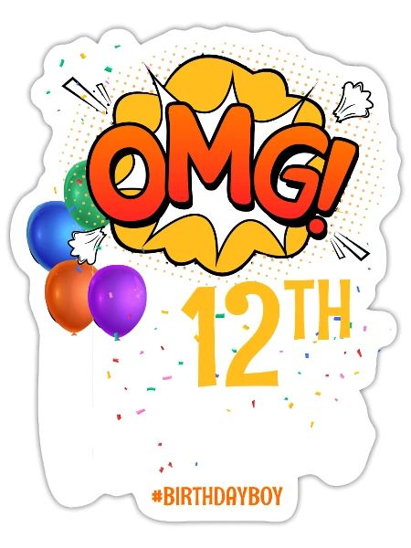 OMG Its My 12th Bday Boy 12 Years old BDay - Sticker - white matte - Front