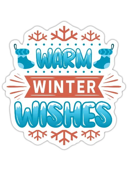 Warm Winter Wishes Winter Sock Christmas Santa - Sticker - white matte - Front