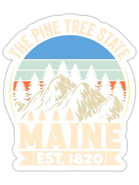 Maine The Pine Tree State Es1820 Vintage Mountains - Sticker - white matte - Front