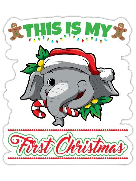 This Is My First Christmas Toddler One Year X-Mas - Sticker - white matte - Front