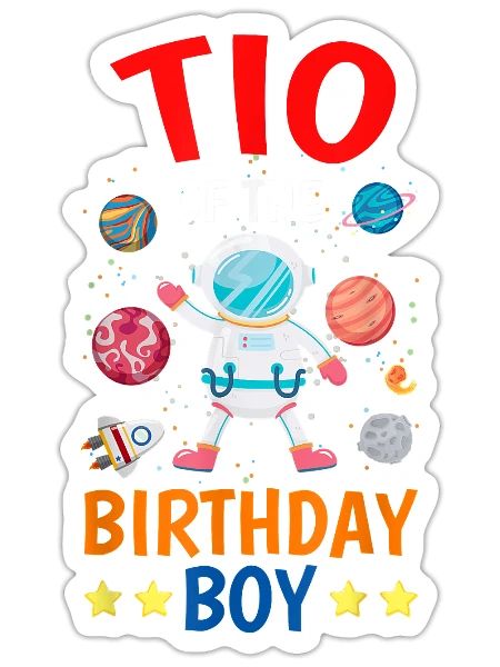 Tio Of The Birthday Boy Space Planet Theme Bday - Sticker - white matte - Front
