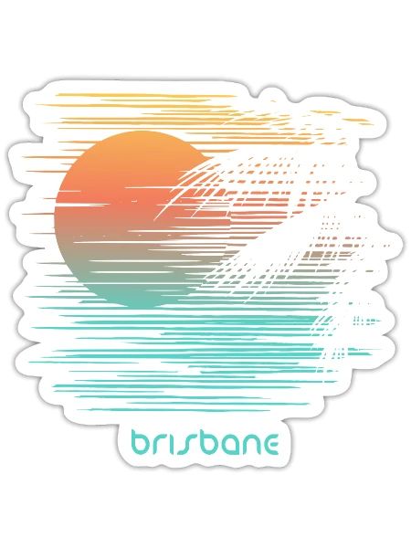 Artistic Brisbane Australia Palm Tree Vacation - Sticker - white matte - Front