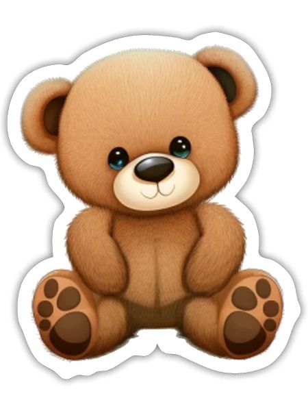 Cute Teddy Bear - Sticker - white matte - Front