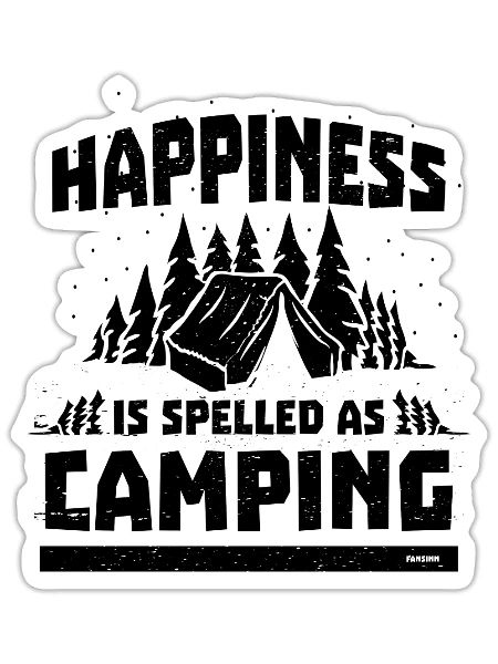 Camping happiness satisfaction funny saying - Sticker - white matte - Front