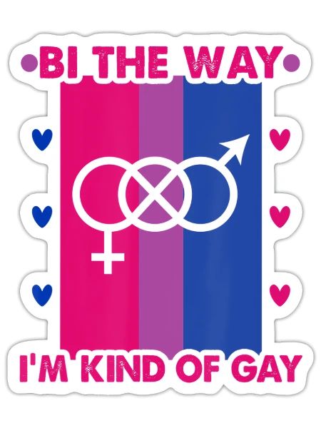 Bi the way I m kinde of gay Bi Transgender Bisexua - Sticker - white matte - Front