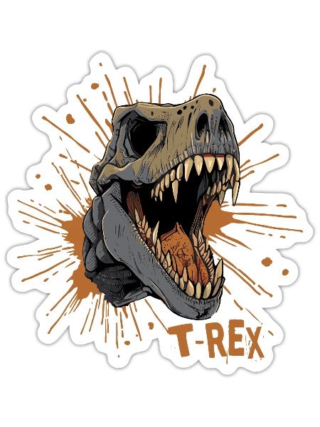Prehistoric T-Rex Tyrannosaurus Rex Head Dinosaur - Sticker - white matte - Front