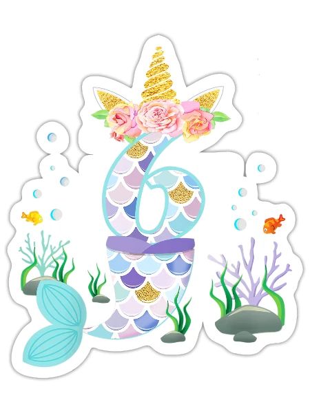 Daddy Of The Birthday Mermaid Theme Family Bday P - Sticker - white matte - Front