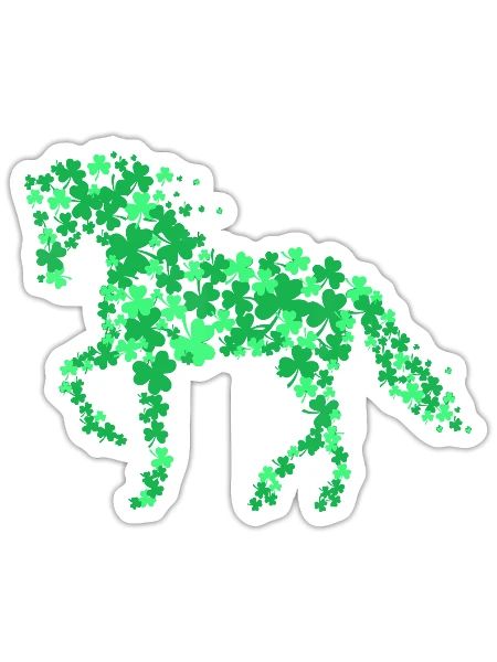 Horse Shamrock Horseback Riding Equestrian, Patric - Sticker - white matte - Front