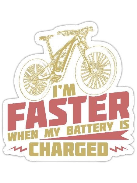E Bike Electric Bike Humour - Sticker - blanc mat - Devant