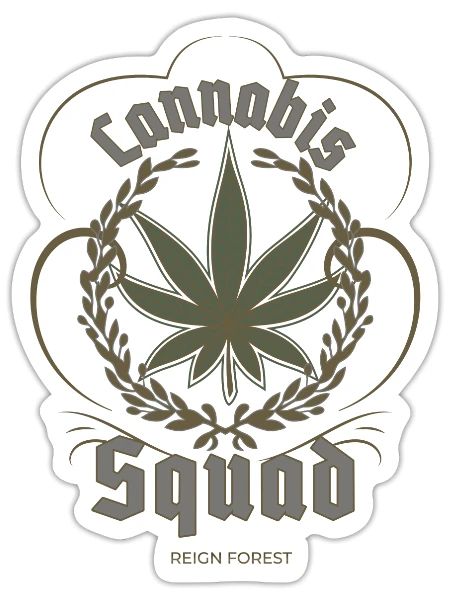 Cannabis Squad - Highdea Funny Graphic T Shirt - Sticker - white matte - Front