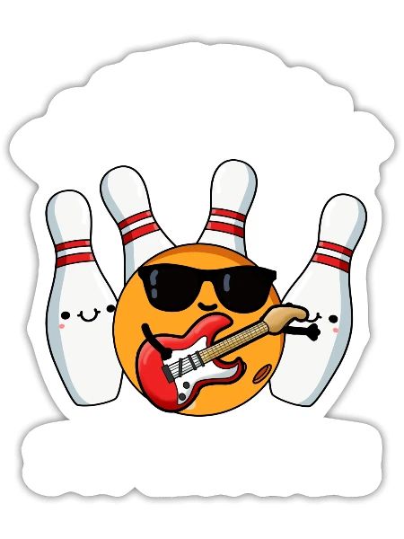Rock And Bowl Superstar Funny Bowling - Sticker - white matte - Front