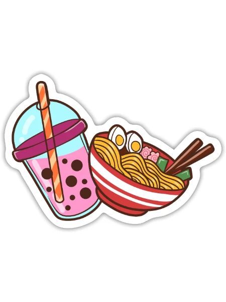 Bubble Tea And Rahmen - Sticker - white matte - Front