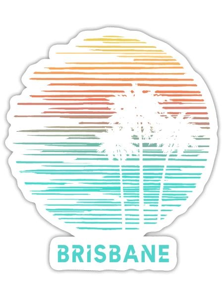 Brisbane Australia Palm Tree Artistic Vacation - Sticker - white matte - Front