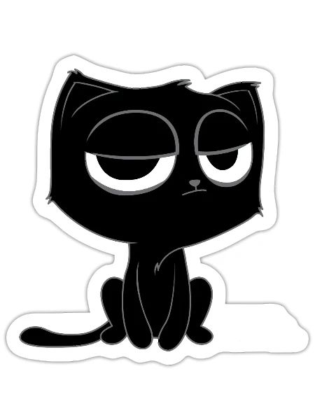 Funny Meh Cat Cute Kitty Cat Hooded - Sticker - white matte - Front