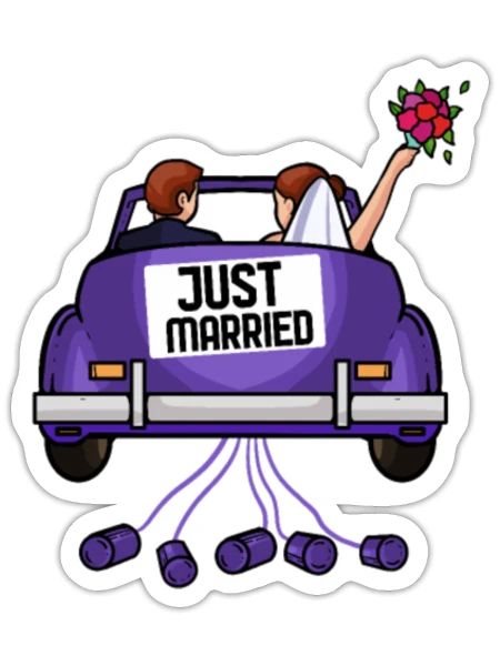 Just Married For Bachelor Party - Sticker - white matte - Front