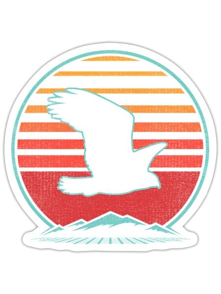 Kestrel Bird 80S Style Birding - Sticker - white matte - Front