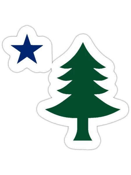 1901 Old First Flag Of Maine Pine Tree And Star - Sticker - white matte - Front