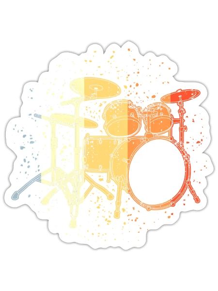 Trap Set Look Music Band Drum Kit - Sticker - white matte - Front