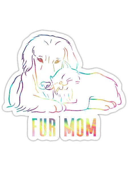 Fur Mom Silhouette Feline Animal Mother's Day Cat - Sticker - white matte - Front