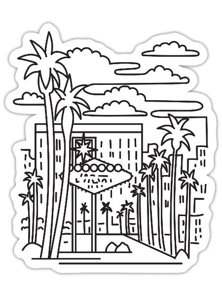 Welcome to Fabulous Las Vegas Sign Nevada Line Art - Sticker - white matte - Front