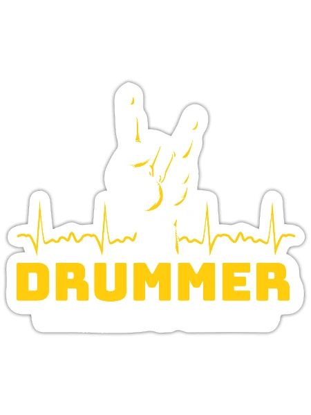 Drummer Drums Drumsticks Musician Outfit - Sticker - white matte - Front
