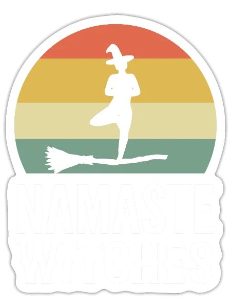 Namaste Witches Yoga Instructor Gift - Sticker - white matte - Front