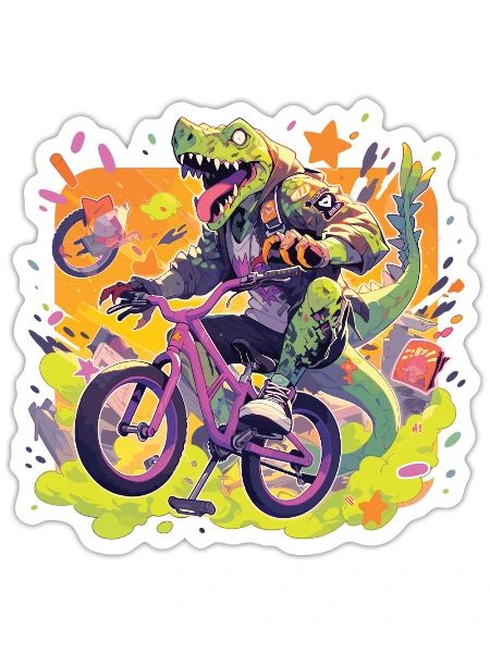 BMX BMX Kinder BMX Bicycle BMX Dinosaurs - Sticker - white matte - Front