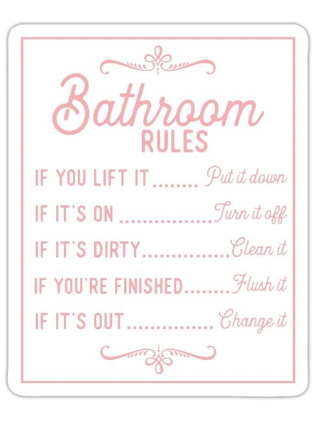 Bathroom Rules Funny Humor Saying - Sticker - white matte - Front