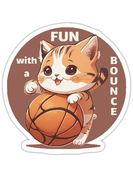 kitty basketball - Sticker - white matte - Front