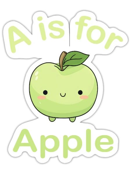 A is for Apple Toddler Kindergarten Preschool - Sticker - white matte - Front